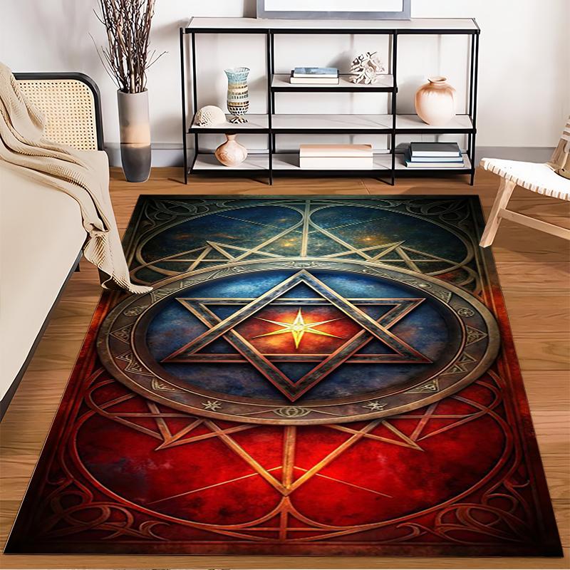Star and Geometric Patterned Rug Design Non-slip rug suitable for living room and bedroom sofas