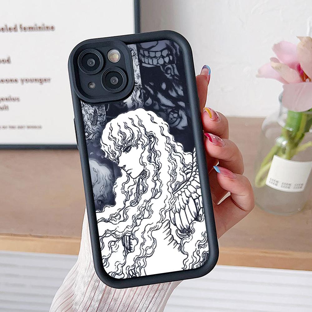 

Чехол для телефона с аниме Гриффитом для iPhone 17 16 15 14 13 12 11 Air Pro Max Plus Черный Мягкий ТПУ Ударопрочный Чехол iPhone 15 Plus