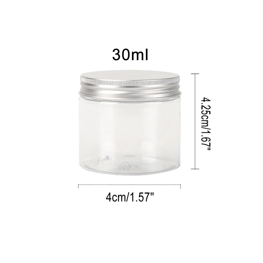 

1-10Pcs Aluminum Lid Cream Jars, Wide Mouth Empty Cosmetic Containers, Transparents Plastic Storage Jars for Makeup, 20-250ml 1pc
