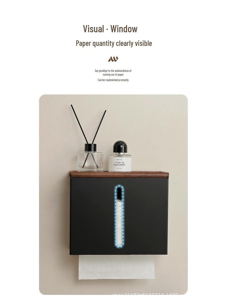 Luksusowe drewniane pudełko na chusteczki do łazienki lub umywalki, montowane na ścianie