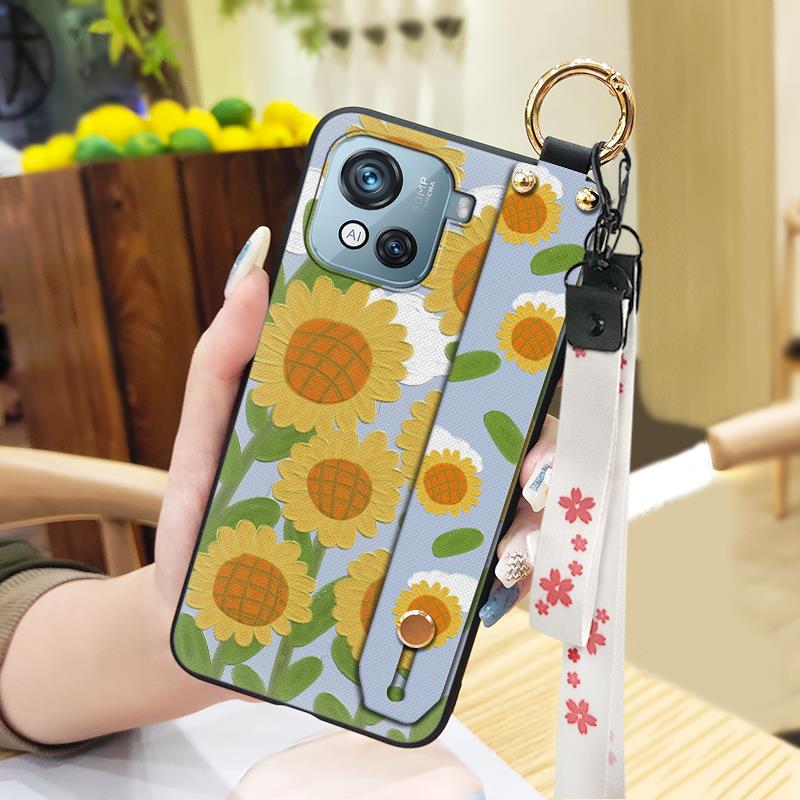 Soft case Wrist Strap Phone Case For Blackview Oscal C80 Shockproof Anti-dust Oil Painting Wristband Durable Kickstand
