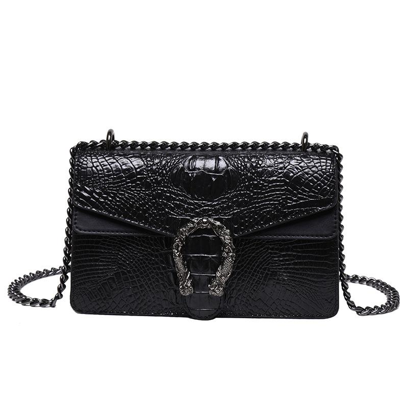 Bags Women's Bag 2025 New High-End Chain Crossbody Shoulder Bag European and American Retro Crocodile Pattern Small Square Bag