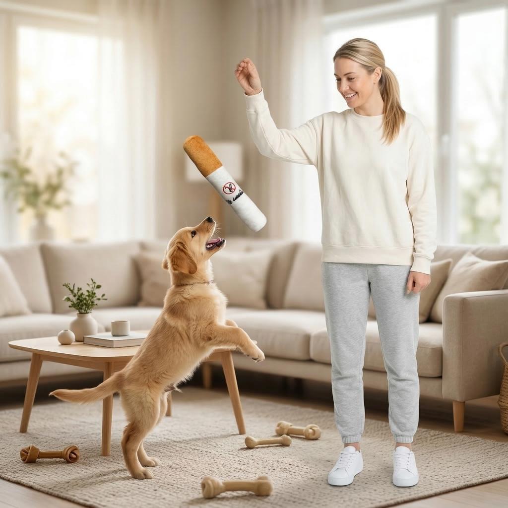 Plush Dog Chew Toy Durable Soft Pet Plush Toy Squeaky No Smoking Design Safe for Dogs to Bite and Play