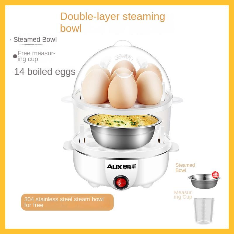 220V 1 Layer/2 Layers Automatic Shut-off Egg Steamer with Multi-function Mini Food Steaming Cooker Egg Boiler