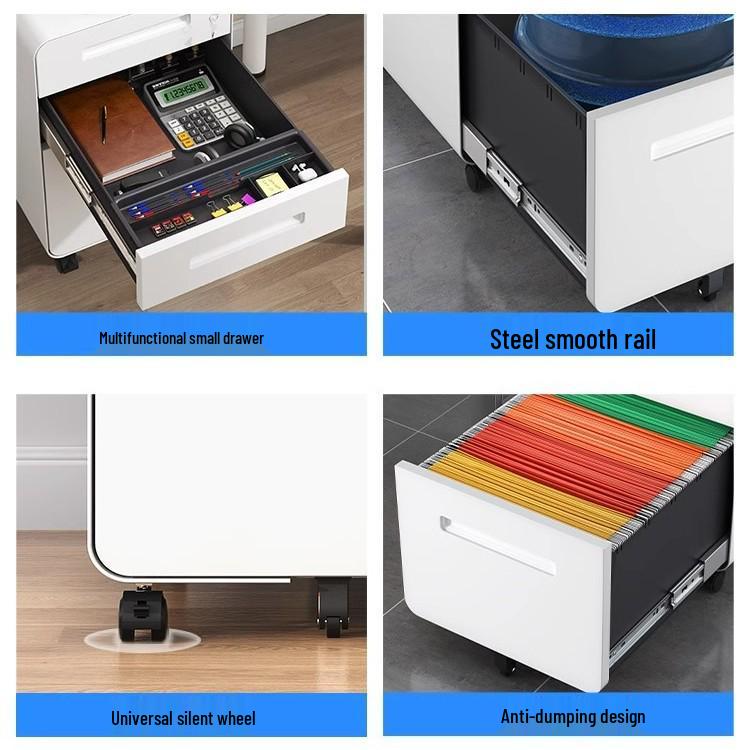 Under-Desk Mobile Metal Filing Cabinet with Locking Drawer and Office Storage