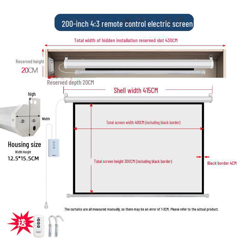 Elektrischer versteckter Projektionsleinwand mit Fernbedienung - Automatischer Lift, Größen: 150-250 Zoll