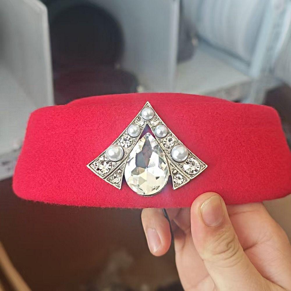 Pălărie Pillbox Culoare Solidă Stras Pâslă Beretă Pălărie Picătură Pălărie Topper Hurch Derby