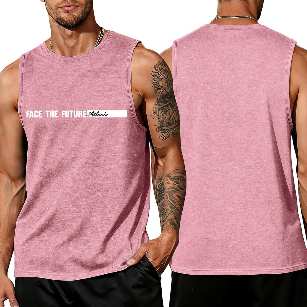 Men's Loose And Casual Trend Letter Pattern Printed Tank Top For Men, Men's Sporty Breathable Sleeveless Top