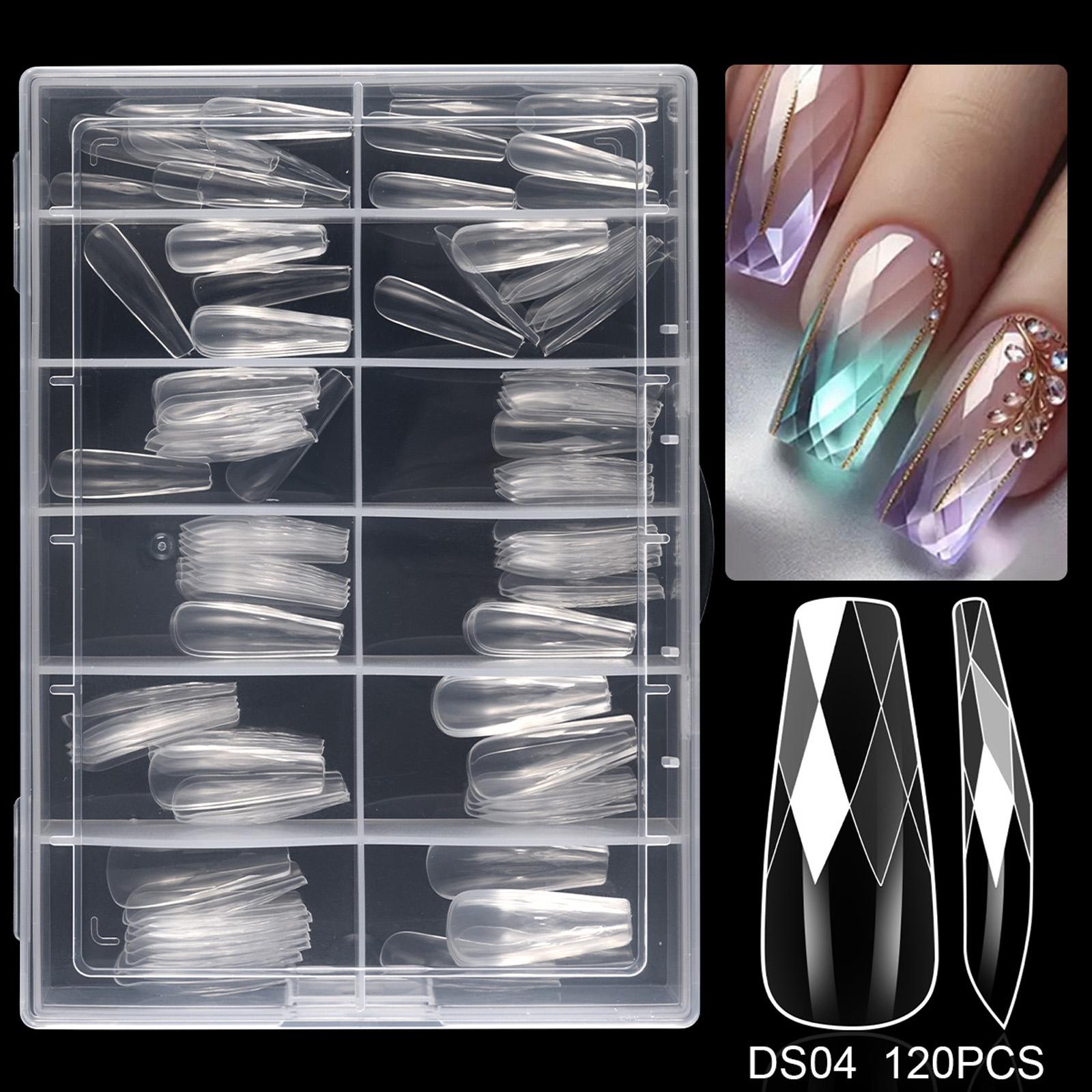 

120/140 шт. Миндалевидные типсы для ногтей, дизайн с 3D бриллиантами, маникюр, средние акриловые накладные ногти для DIY нейл-арта 4