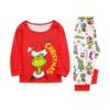 Matching Family Christmas Print Loungewear Set with Long Sleeve Neck Top and Pants for Parents and Kids