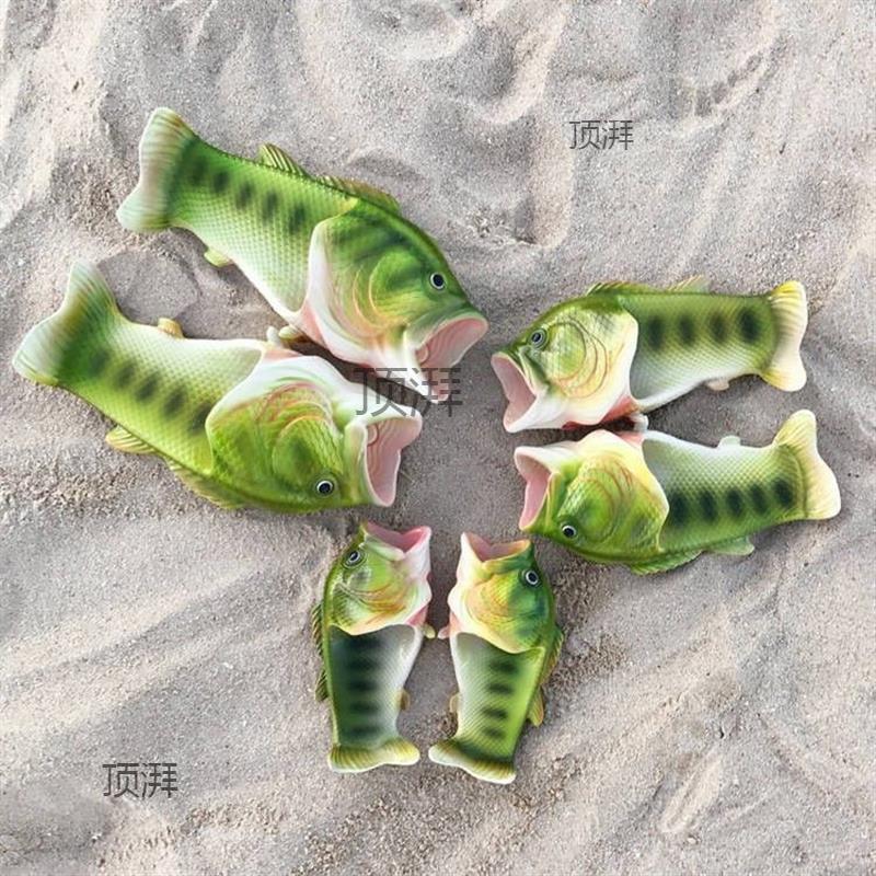 Open Toe Funny Male's Footwear Women's Fish Slippers Outdoor Couples Family Cartoon Animal Flip flops Plus Size 46 47 Man Shoes