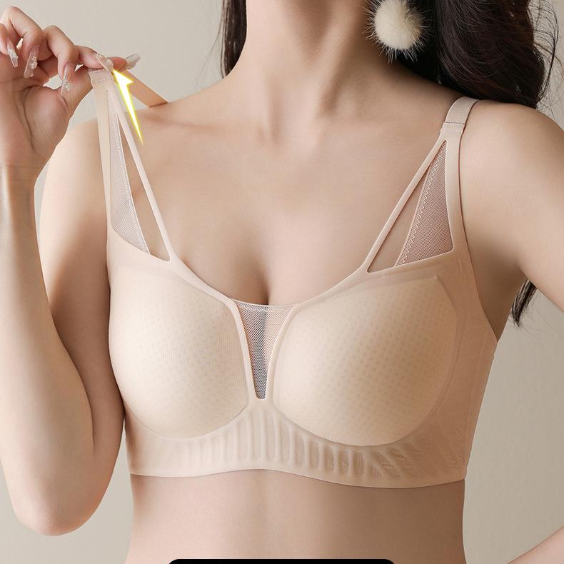Deep V-shaped Mesh Bra Women's Thin Seamless Underwear Breathable Bra Sexy Bra Push Up Bra
