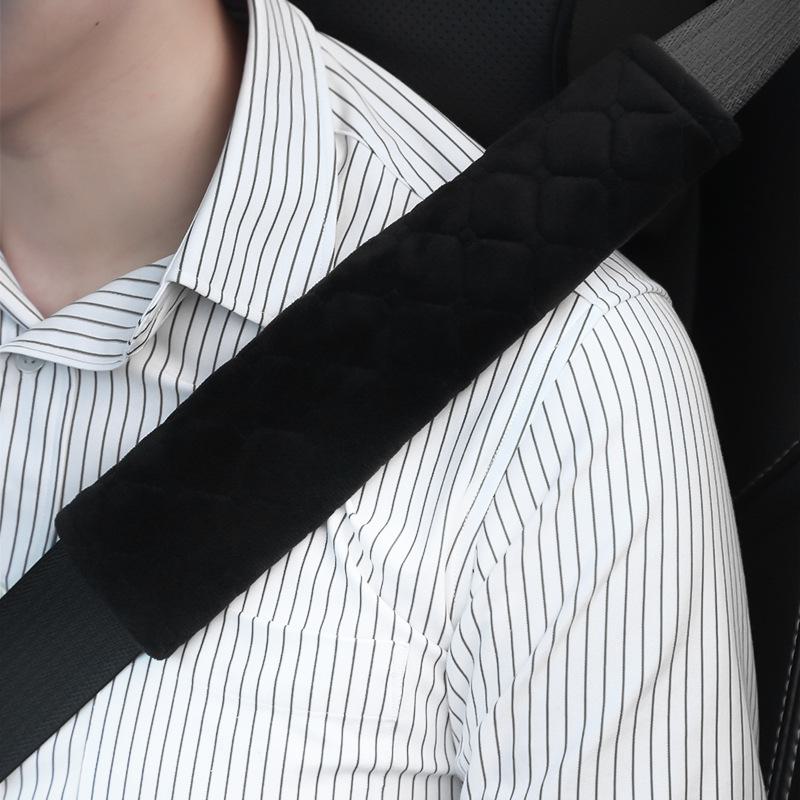 Plush Shoulder Guard for Car Seat Belts - Extended Length, Solid Color Velvet - Child Safety Strap Cover