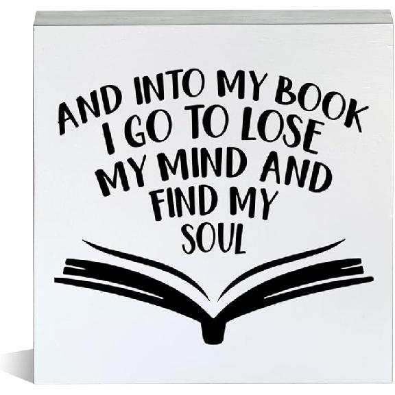 Farmhouse You Can t Buy Happiness But You Can Buy Books Wooden Box Sign Book Lover Wood Block Tabletop Sign Decorative Desk Sign Home Bookshelf Shelf Book 02