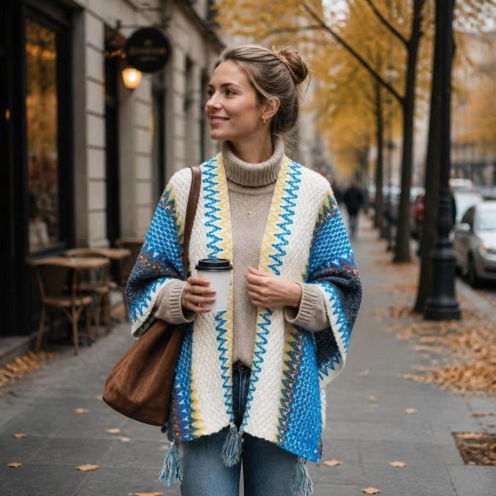 Neck Wrap Tassel Scarves Warm Knitted Cape Simple Imitation Cashmere Scarf Travel Vacation