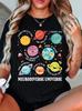 Universe Planets Graphic T-Shirt Women’s Casual Crew Neck Short Sleeve Tee Cartoon Planets Print Soft Comfortable Top for Wear
