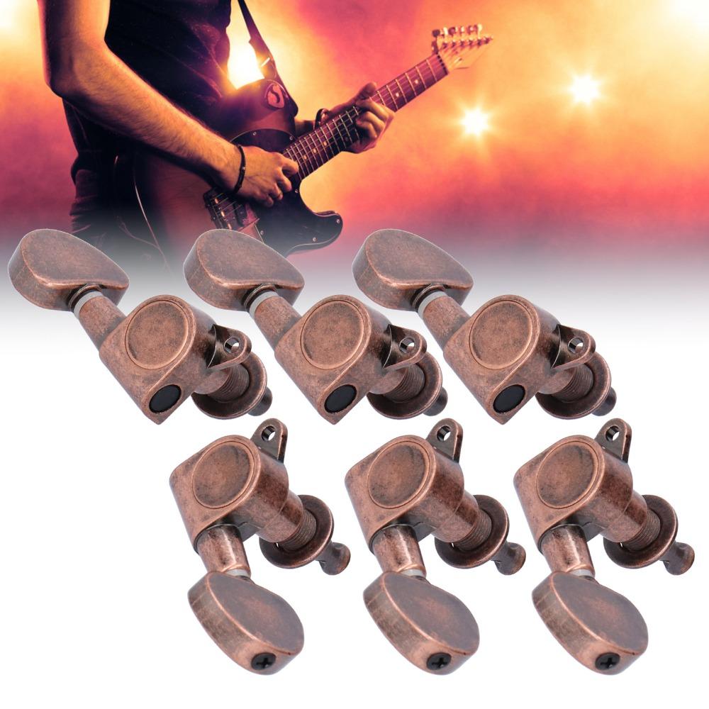 3 Left 3 Right Guitar Locking Tuners Copper Color Musical Instrument Accessories Musician Use