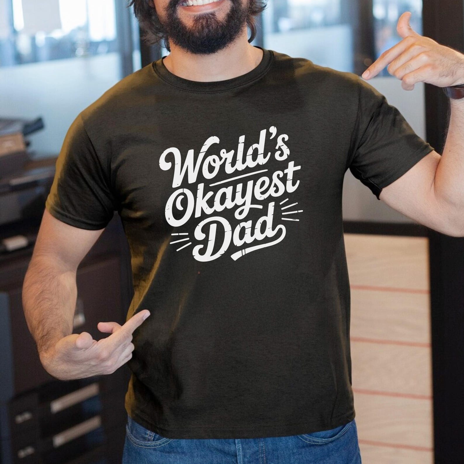 World s Okayest Dad T-Shirt – Funny Father s Day Gift S