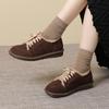 Fashion GKTINOO Loafers Winter Women Cow Suede Leather Round Toe Lace-up Warm Comfort Soft Sole Ladies Flat Fur Shoes Big Size 43