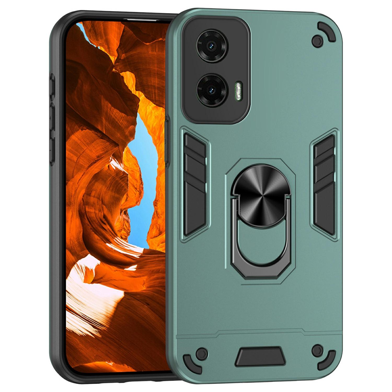 

For Motorola Moto G35 5G Case PC+TPU Drop Defend Phone Cover with Ring Kickstand Green