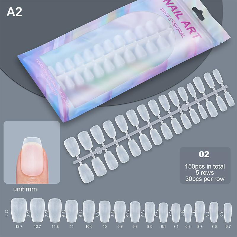 Short Matte False Nails Full Cover Coffin Square Almond Press On False Nails Soft Gel Nail Tips, Manicure Extension Tools 150Pcs