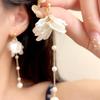 White Petal Long Tassel Earrings Female, Fashionable Temperament Earrings, Fairy Spirit Flexible And Versatile Earrings