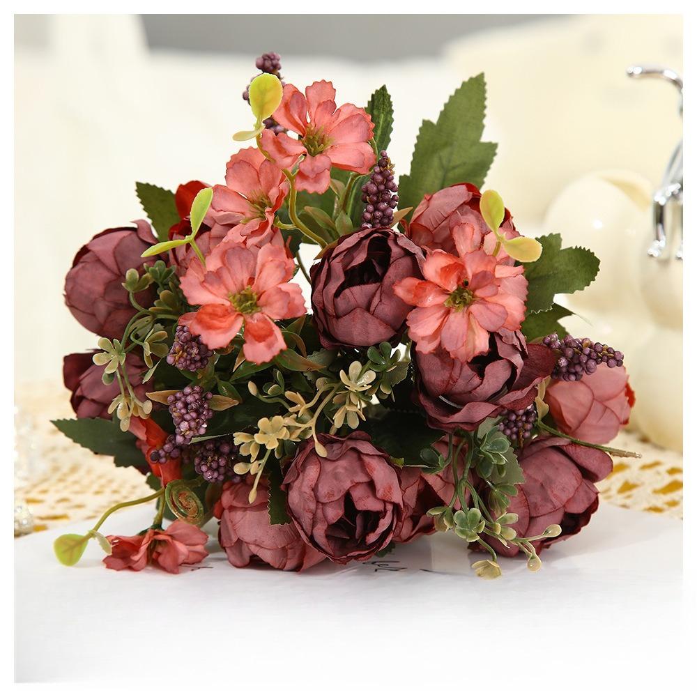 Bouquet Peony Simulation Flower Wedding Flower Home Decoration Flower Cross Border Simulation Flower Fake Flower Ornament