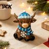 Cartoon Animal Figurine Winter Highland Cow Resin Figurine, Cattle Statue for Sculpture Desk Decor, Shape Ornament Home Office Decor