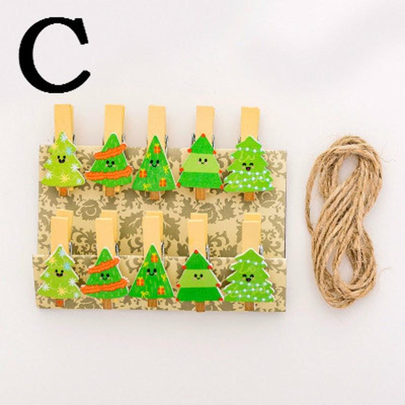 10Pcs/set Christmas Santa Claus Wood Clips Mini Wooden Clothes Photo Paper Pin Clothespin Craft Clip