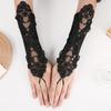 Satin Embroidery Hollow Out Beaded Gloves For Wedding Dresses Sequins Fingerless Wedding Accessories Elegant Bridal Gloves