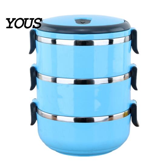 Separate Layer Bento Box Stackable Insulated Lunch with Handle, Stainless Steel Interior Easy Cleaning Portable Thermal Design, Leak-Proof Food