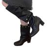 Cowhide~ Two wear high boots female knight boots autumn and winter round head splicing thick heel sleeve stacking boots but knee rivets