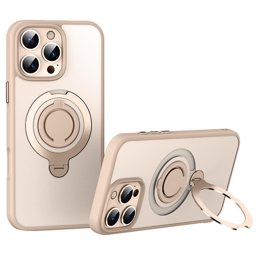 For iPhone 16 Pro Case Compatible with MagSafe Kickstand Matte PC+TPU Phone Cover with Silicone Ring
