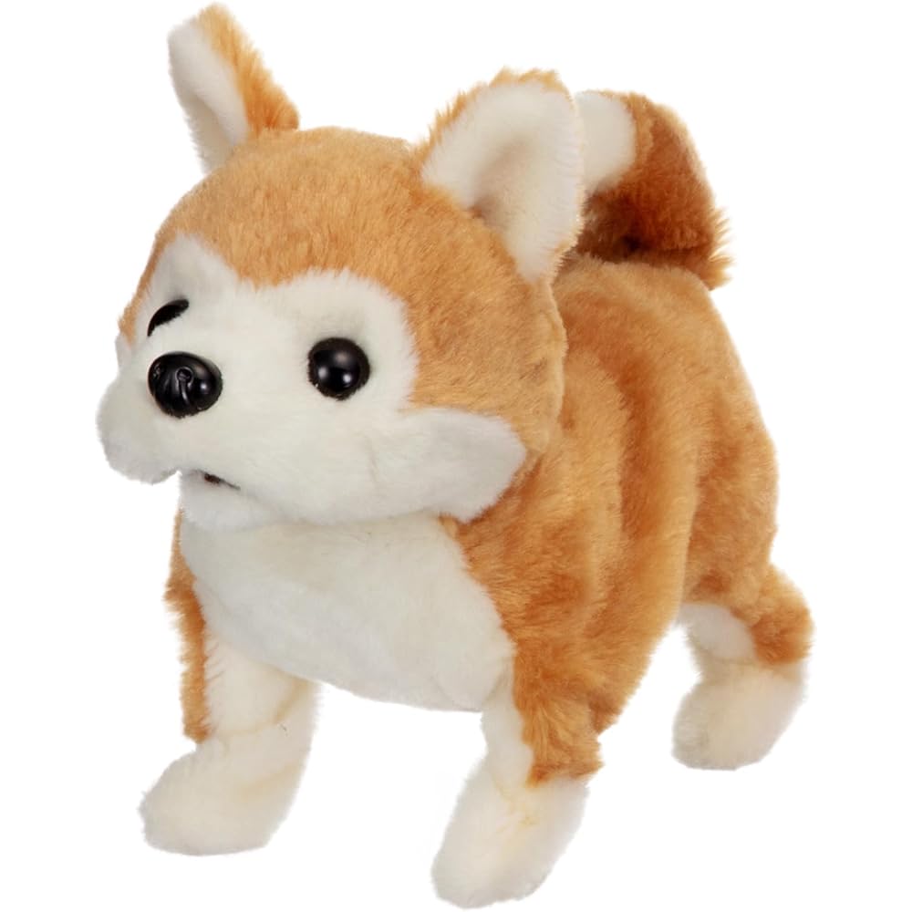 IWAYA Piccoline Akita Dog Plush Toy Battery Operated Walking Tail Wagging Sound 3 Years and Up
