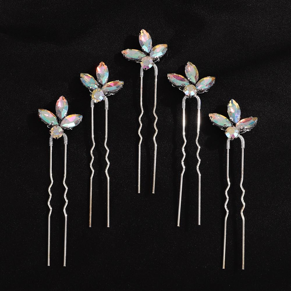 5 Stück Rot Silber Strass Braut Haarnadeln Handgefertigter Kopfschmuck für Frauen Grün Blau Hochzeitsaccessoires Kopfschmuck Party Tiaras