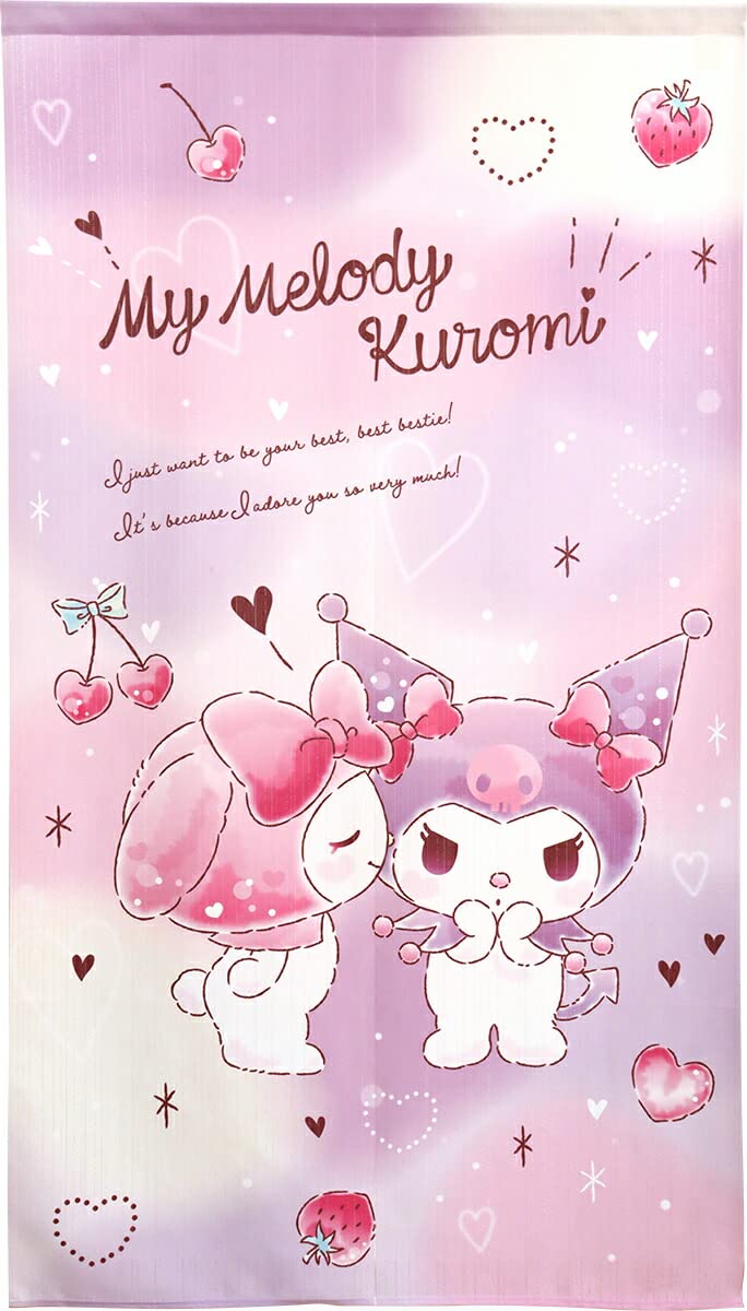 Noren Kobo My Melody Kuromi Interior Goods Sundries Tapestry Poster Width 85 x Length 150cm Sanrio Characters Love Love Kyun 97501 &