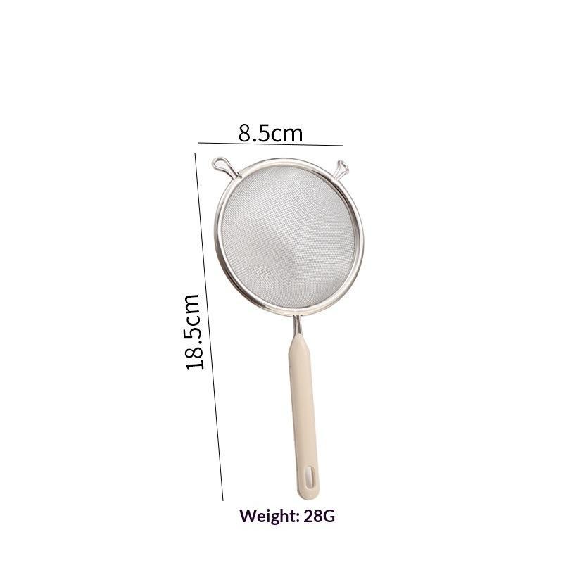Durable 304 Stainless Steel Residue Filter With Plastic Handle Fine Mesh Strainer Flour Sieve Oil Skimmer Spoon Kitchen Utensils