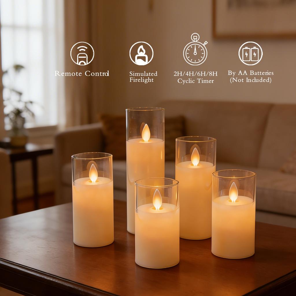 LED Pillar Candle with Flickering Swaying Wick Remote Control USB Powered for Christmas Home Decor & Realistic Ambiance