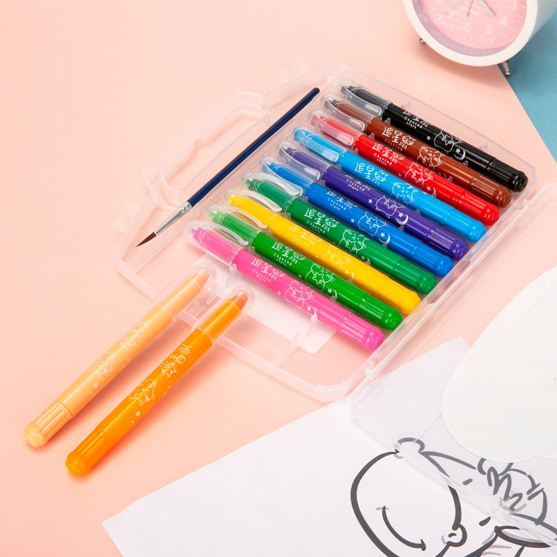 Deli 72126 Twistable Oil Pastels – 12 Vibrant, Water-Soluble Colors for Children's Painting and Student Art.