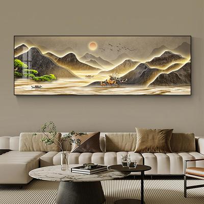 Neuer chinesischer Stil Berg Leinwandmalerei Wandkunst Reiche Baum Poster Goldener Hirsch Wandkunst für Wohnzimmerdekoration Ungerahmt
