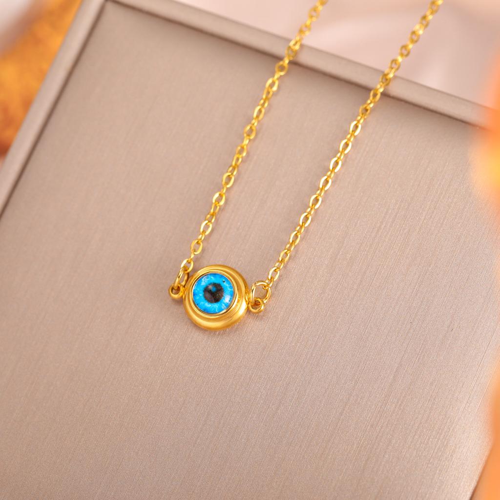 Turkish Blue Evil Eye Pendant Necklace Women Stainless Steel Gold Neck Chains Choker Amulet Jewelry Valentine Gift