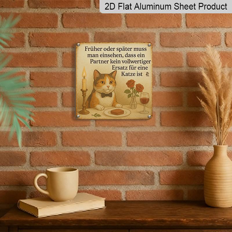 2D Flat, 1pc, Lover Decoration, Funny Sign, Vintage Aluminum Sign, Home Wall Art, Companion Can't Replace, Humorous and Wine Sign, Country Farmhouse