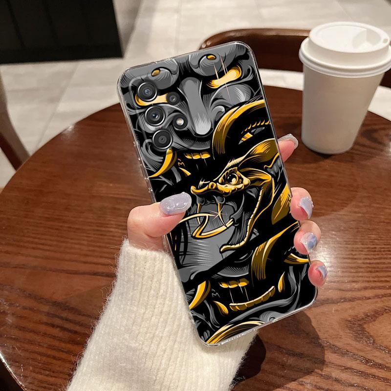 Oni Mask Art Dragon Clear Soft Phone Case For Samsung Galaxy A56 A57 A37 A55 A54 A36 A35 A26 A25 A16 A17 A07 A52 A34 A21s Cover