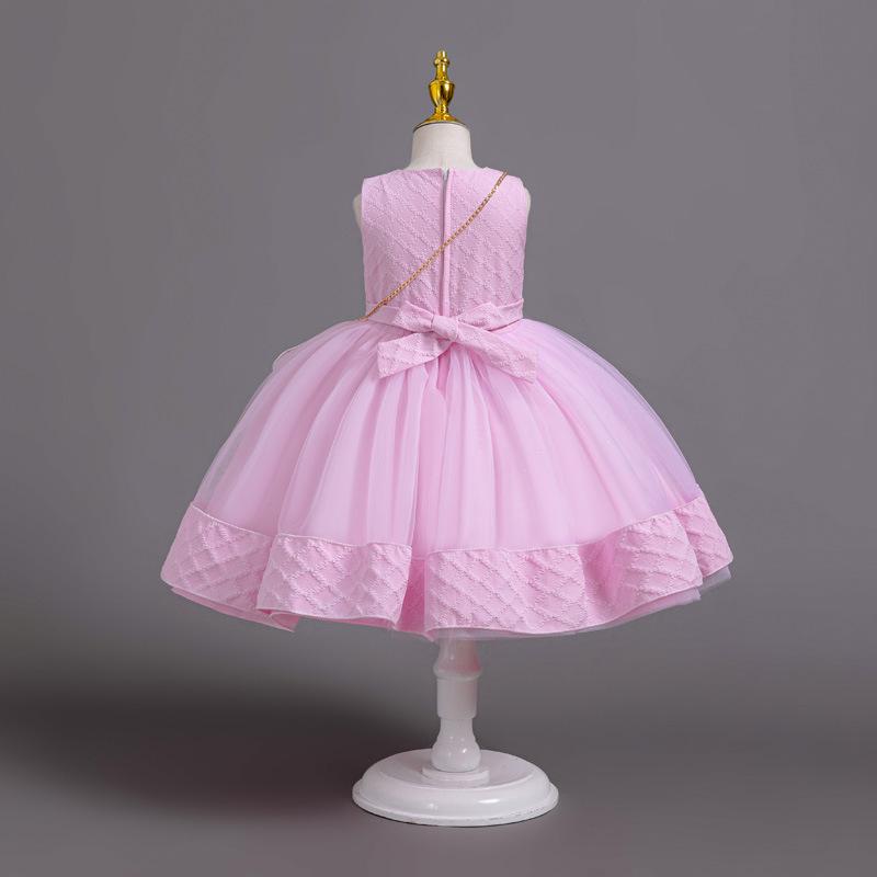 3dílné nové dívčí princeznovské šaty vyšívané s dlouhým rukávem elegantní dívčí šaty dětská narozeninová párty šaty + taška