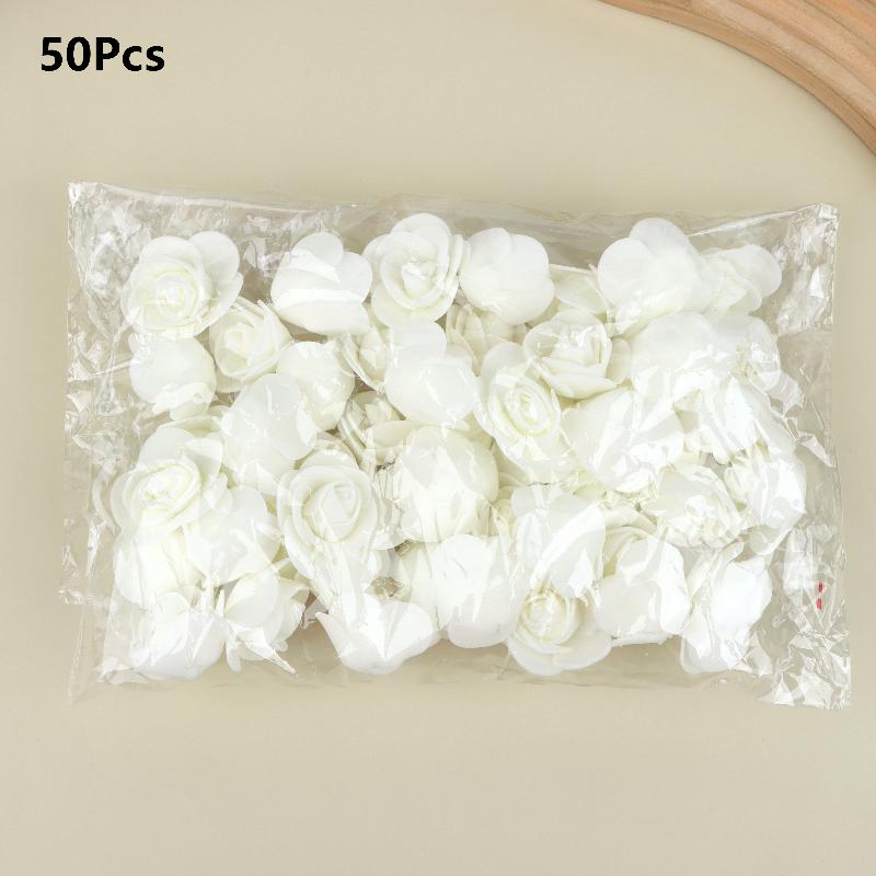 50Pcs Artificial Rose Flower Heads Multicolor Foam Rose Heads For Wedding Bouquet And Diy Crafts Party Home Decorations