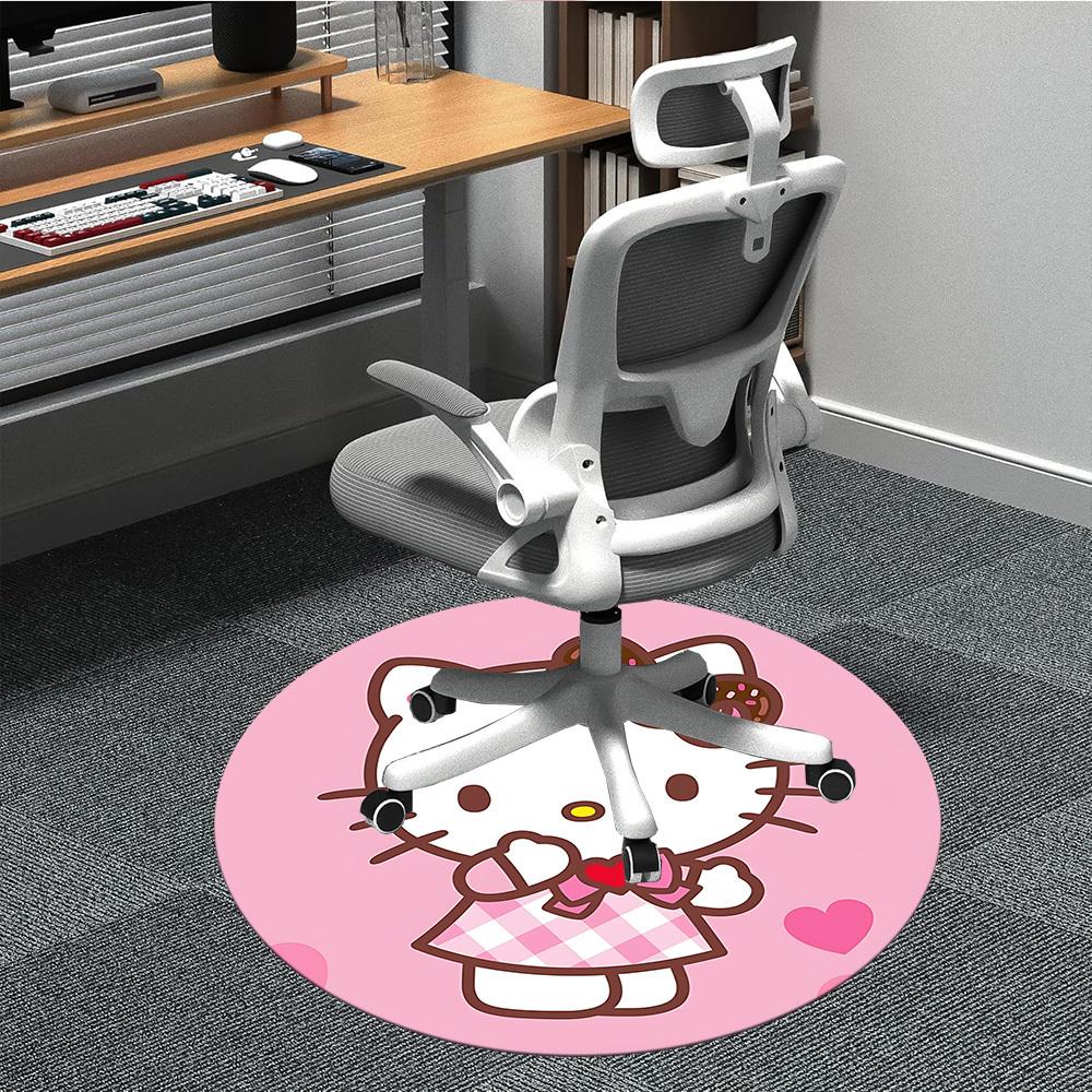 

1pc Hello Kitty Chair Carpet for Office Non Slip, Machine Washable Rug for Office, Room Holiday Decor for Christmas, Birthday Polyester 80cm