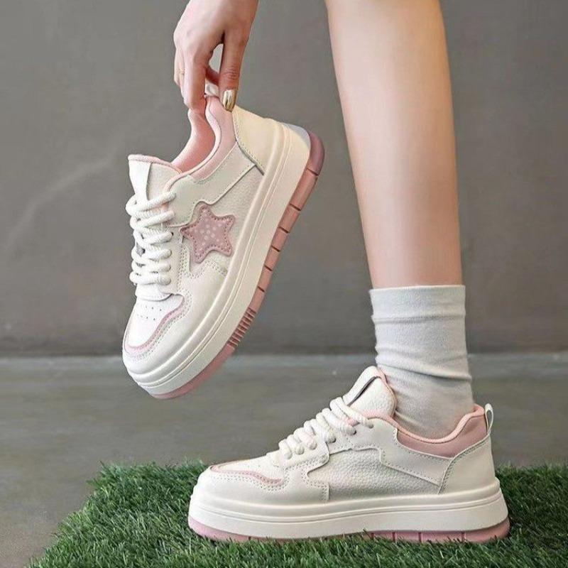 Little white shoes women's spring new trendy thick-soled casual star sports shoes student height-increasing board shoes women