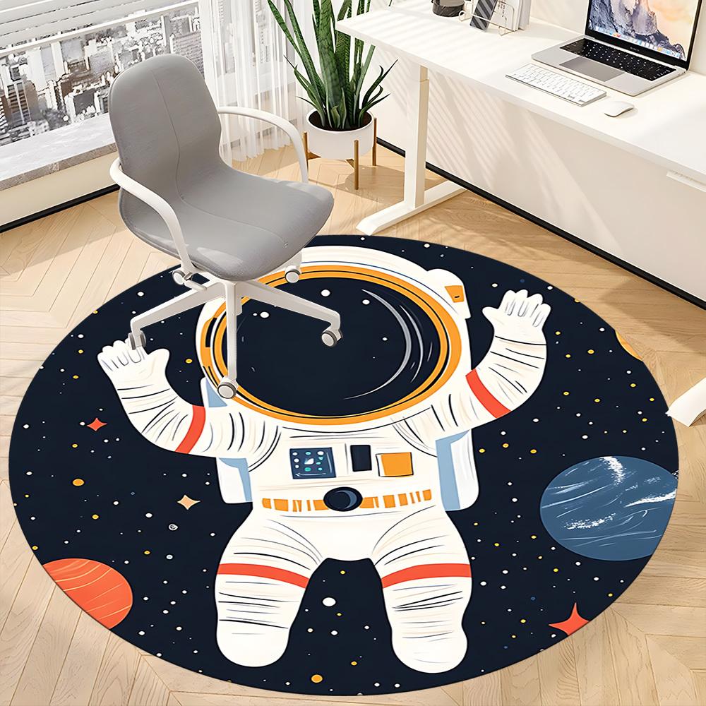 1PC Astronaut Space Office Round Area Rug,  Mat Suitable ForOffice, Under Office Chairs Bedroom Living Room Home Decor, Room Deco