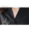 Women's Green Embroidered Chinese Style Blouse V-Neck Chiffon Sleeve Asymmetrical Hem Top