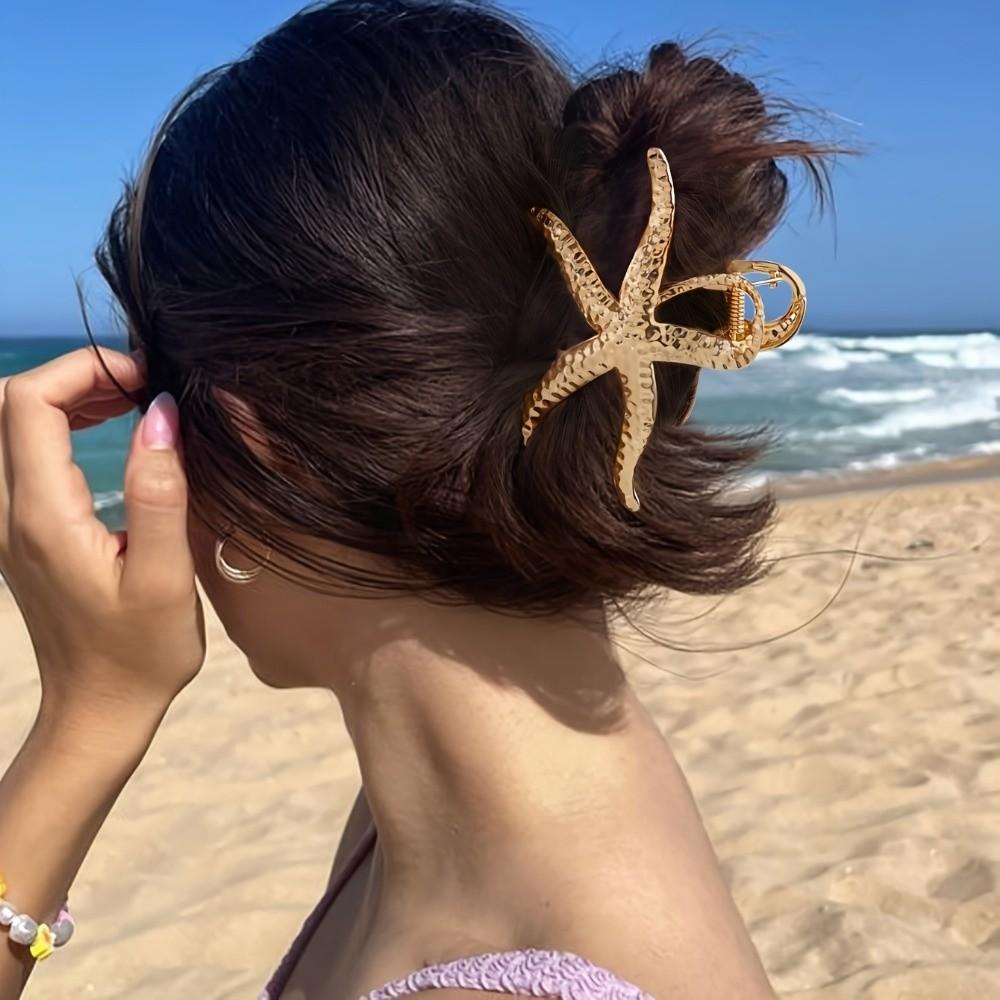 Ocean Style Hair Clip Gold Textured Hair Barrettes New Hairpin Headwear